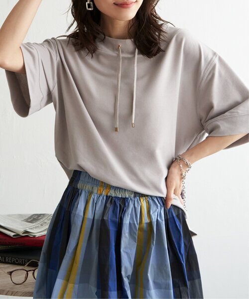ikka(イッカ)の「【親子コーデ】コットンUSA鹿の子スピンドルプルオーバー(Tシャツ/カットソー・レディース・ライトグレー/イエロー系その他/ブルー/オフホワイト/ネイビー・S/M/L)」の2枚目の写真