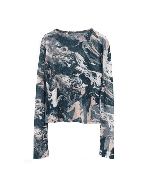 LVEU.(ラブユ.)の「【LVEU.】マーブル柄シアートップス / トップス カットソー シアー マーブル 総柄 モノトーン カラフル インナー レイヤード クルーネック ブルー グレー ブラウン ネイビー(Tシャツ/カットソー・レディース・ブラウン/ネイビー/ブルー/ブルーグレー・FREE)」の20枚目の写真