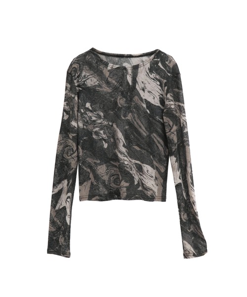 LVEU.(ラブユ.)の「【LVEU.】マーブル柄シアートップス / トップス カットソー シアー マーブル 総柄 モノトーン カラフル インナー レイヤード クルーネック ブルー グレー ブラウン ネイビー(Tシャツ/カットソー・レディース・ブラウン/ネイビー/ブルー/ブルーグレー・FREE)」の19枚目の写真