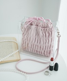 WEGO/シャーリング巾着付きクリアショルダー