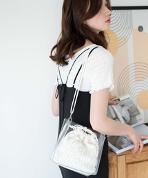 WEGO | WEGO/シャーリング巾着付きクリアショルダー(ショルダーバッグ)