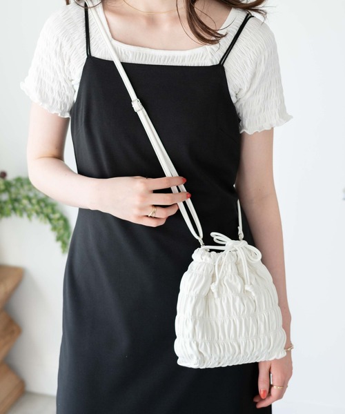 WEGO（ウィゴー）の「WEGO/シャーリング巾着付きクリアショルダー（ショルダーバッグ・レディース・サックスブルー/ライトピンク/ホワイト/シルバー/ブラック・FREE）」の20枚目の写真