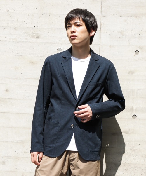 NAVY(ネイビー)の「麻調合繊アンコンジャケット(テーラードジャケット・メンズ・カーキ/ブラック/ネイビー・M/L/XL)」の3枚目の写真