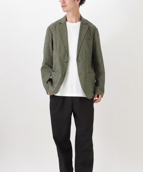 NAVY(ネイビー)の「麻調合繊アンコンジャケット(テーラードジャケット・メンズ・カーキ/ブラック/ネイビー・M/L/XL)」の14枚目の写真