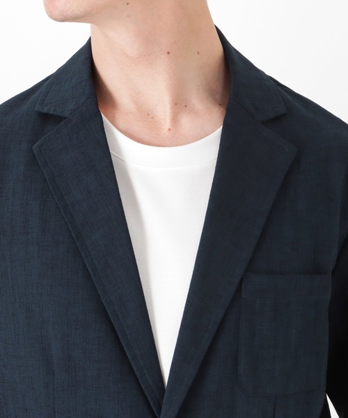 NAVY(ネイビー)の「麻調合繊アンコンジャケット(テーラードジャケット・メンズ・カーキ/ブラック/ネイビー・M/L/XL)」の15枚目の写真