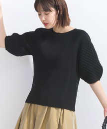 【日本製】ランタンスリーブホールガーメントニット