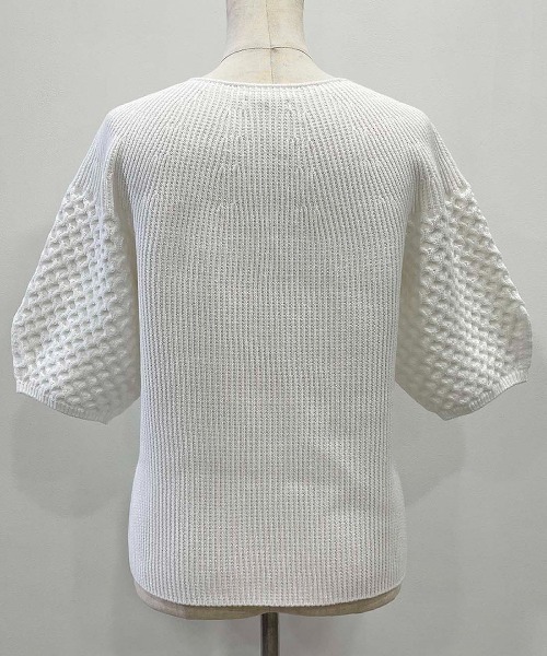 PICCIN（ピッチン）の「【日本製】ランタンスリーブホールガーメントニット（ニット/セーター・レディース・オフホワイト/ライトブルー/ブラック・M）」の16枚目の写真