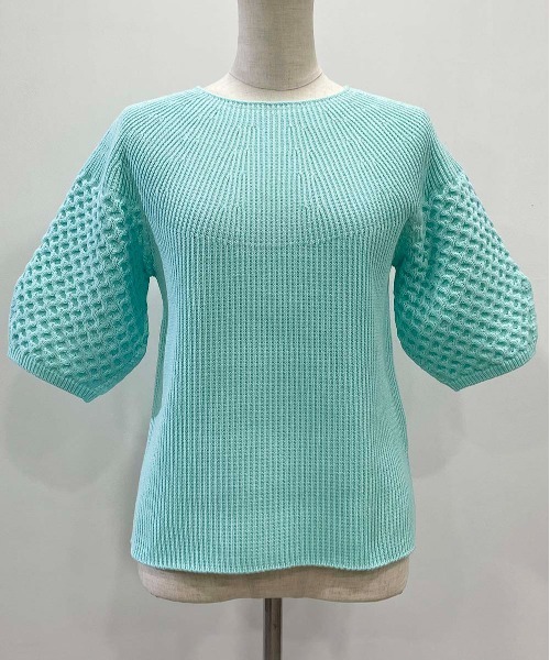 PICCIN（ピッチン）の「【日本製】ランタンスリーブホールガーメントニット（ニット/セーター・レディース・オフホワイト/ライトブルー/ブラック・M）」の13枚目の写真