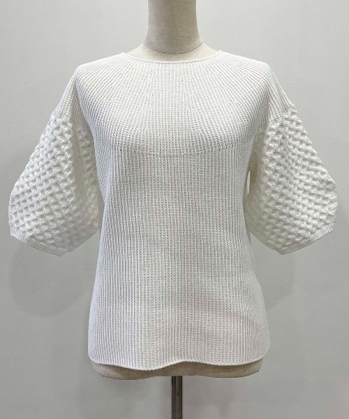 PICCIN（ピッチン）の「【日本製】ランタンスリーブホールガーメントニット（ニット/セーター・レディース・オフホワイト/ライトブルー/ブラック・M）」の14枚目の写真