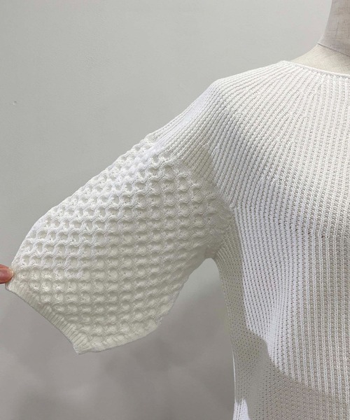 PICCIN（ピッチン）の「【日本製】ランタンスリーブホールガーメントニット（ニット/セーター・レディース・オフホワイト/ライトブルー/ブラック・M）」の18枚目の写真