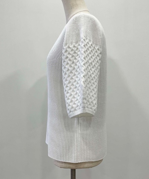 PICCIN（ピッチン）の「【日本製】ランタンスリーブホールガーメントニット（ニット/セーター・レディース・オフホワイト/ライトブルー/ブラック・M）」の15枚目の写真