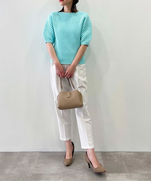 PICCIN（ピッチン）の「【日本製】ランタンスリーブホールガーメントニット（ニット/セーター・レディース・オフホワイト/ライトブルー/ブラック・M）」の11枚目の写真