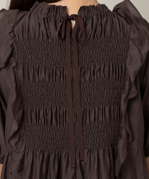 未使用】Rose Tiara ローズティアラ シャーリングフリルブラウス46