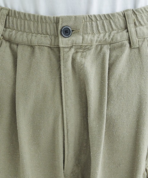 FACCIES（ファチーズ）の「【FACCIES/ファッチーズ】Silk Nep Wide Tuck Cargo Pt（カーゴパンツ・メンズ・カーキ/キナリ・1/2）」の5枚目の写真