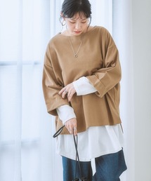 USAコットン7分袖折り返しTシャツ【ゆったりワンサイズ】