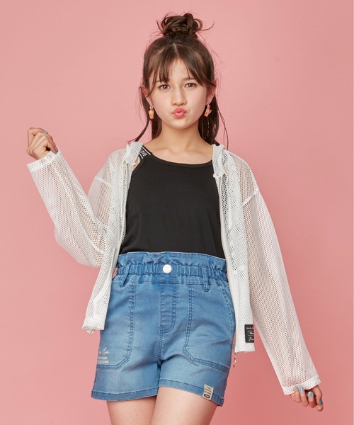 JENNI love(ジェニィラブ)の「メッシュZIPパーカー(パーカー・キッズ・オフホワイト/ブラック・140cm/150cm/160cm/130cm)」の1枚目の写真