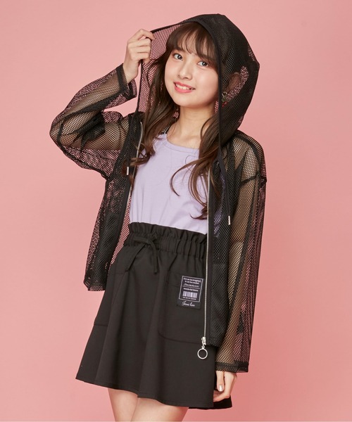 JENNI love(ジェニィラブ)の「メッシュZIPパーカー(パーカー・キッズ・オフホワイト/ブラック・140cm/150cm/160cm/130cm)」の2枚目の写真