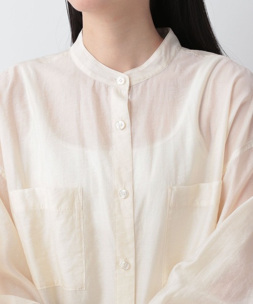 LOWRYS FARM（ローリーズファーム）の「ボリュームスリーブシャツロングスリーブ　199527（シャツ/ブラウス・レディース・チャコールグレー/ブルー/アイボリー/オレンジ/イエロー・SHORT/LONG）」の20枚目の写真