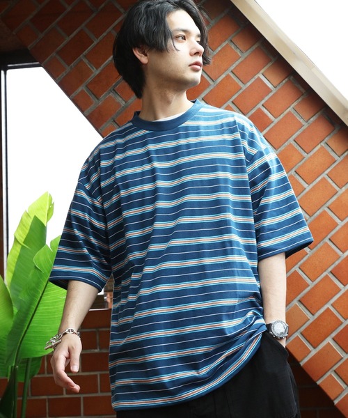 8(eight)(エイト)の「マルチボーダーTシャツ(Tシャツ/カットソー・メンズ・パープル/ブルーグリーン/ダークグリーン/オフホワイト/チャコールグレー/イエロー・X-LARGE/MEDIUM/LARGE)」の4枚目の写真