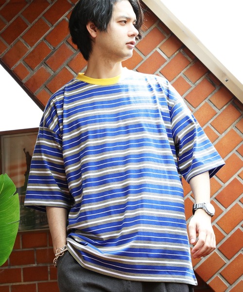 8(eight)(エイト)の「マルチボーダーTシャツ(Tシャツ/カットソー・メンズ・パープル/ブルーグリーン/ダークグリーン/オフホワイト/チャコールグレー/イエロー・X-LARGE/MEDIUM/LARGE)」の6枚目の写真