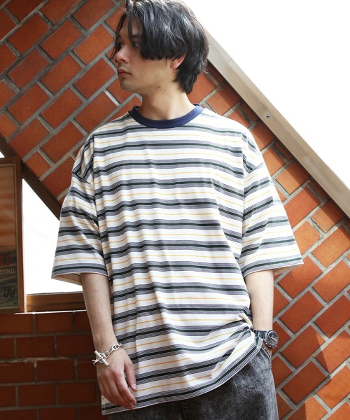 8(eight)(エイト)の「マルチボーダーTシャツ(Tシャツ/カットソー・メンズ・パープル/ブルーグリーン/ダークグリーン/オフホワイト/チャコールグレー/イエロー・X-LARGE/MEDIUM/LARGE)」の8枚目の写真