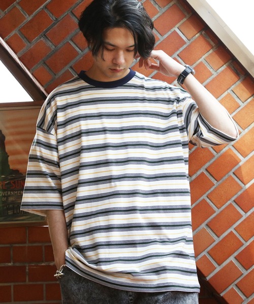 8(eight)(エイト)の「マルチボーダーTシャツ(Tシャツ/カットソー・メンズ・パープル/ブルーグリーン/ダークグリーン/オフホワイト/チャコールグレー/イエロー・X-LARGE/MEDIUM/LARGE)」の9枚目の写真