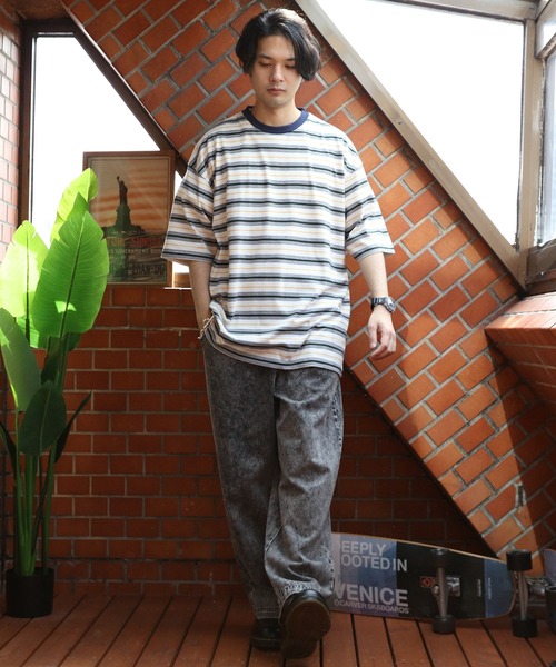 8(eight)(エイト)の「マルチボーダーTシャツ(Tシャツ/カットソー・メンズ・パープル/ブルーグリーン/ダークグリーン/オフホワイト/チャコールグレー/イエロー・X-LARGE/MEDIUM/LARGE)」の10枚目の写真