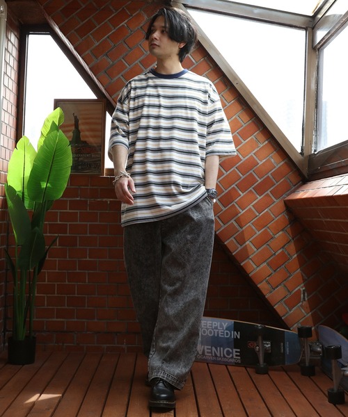 8(eight)(エイト)の「マルチボーダーTシャツ(Tシャツ/カットソー・メンズ・パープル/ブルーグリーン/ダークグリーン/オフホワイト/チャコールグレー/イエロー・X-LARGE/MEDIUM/LARGE)」の11枚目の写真