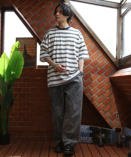 8(eight)(エイト)の「マルチボーダーTシャツ(Tシャツ/カットソー・メンズ・パープル/ブルーグリーン/ダークグリーン/オフホワイト/チャコールグレー/イエロー・X-LARGE/MEDIUM/LARGE)」の12枚目の写真