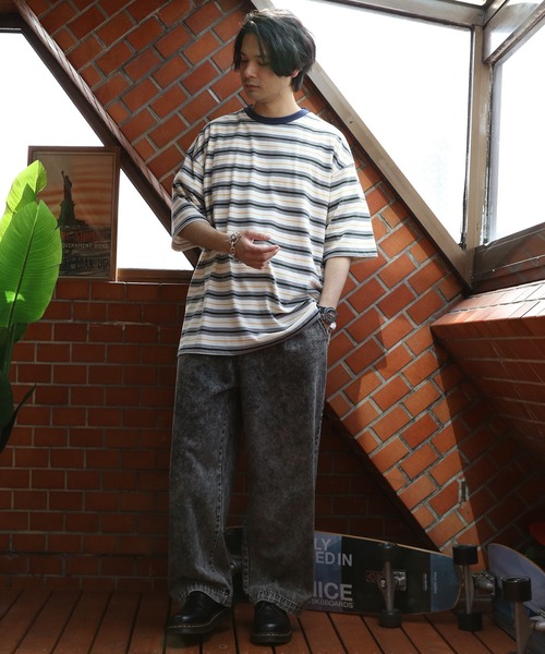 8(eight)(エイト)の「マルチボーダーTシャツ(Tシャツ/カットソー・メンズ・パープル/ブルーグリーン/ダークグリーン/オフホワイト/チャコールグレー/イエロー・X-LARGE/MEDIUM/LARGE)」の13枚目の写真