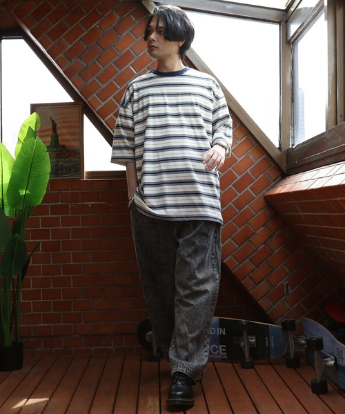 8(eight)(エイト)の「マルチボーダーTシャツ(Tシャツ/カットソー・メンズ・パープル/ブルーグリーン/ダークグリーン/オフホワイト/チャコールグレー/イエロー・X-LARGE/MEDIUM/LARGE)」の16枚目の写真