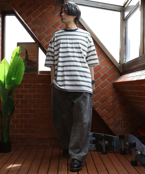 8(eight)(エイト)の「マルチボーダーTシャツ(Tシャツ/カットソー・メンズ・パープル/ブルーグリーン/ダークグリーン/オフホワイト/チャコールグレー/イエロー・X-LARGE/MEDIUM/LARGE)」の18枚目の写真