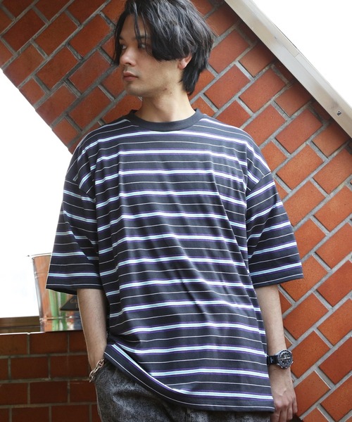 8(eight)(エイト)の「マルチボーダーTシャツ(Tシャツ/カットソー・メンズ・パープル/ブルーグリーン/ダークグリーン/オフホワイト/チャコールグレー/イエロー・X-LARGE/MEDIUM/LARGE)」の21枚目の写真