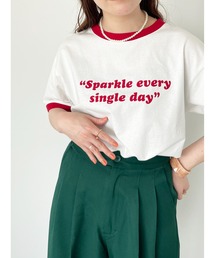 ehka sopo | リンガーロゴプリントTシャツ(Tシャツ/カットソー)