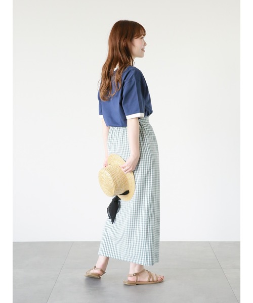 ehka sopo(エヘカソポ)の「リンガーロゴプリントTシャツ(Tシャツ/カットソー・レディース・オフホワイト/ネイビー/キナリ/グリーン・フリ-)」の15枚目の写真