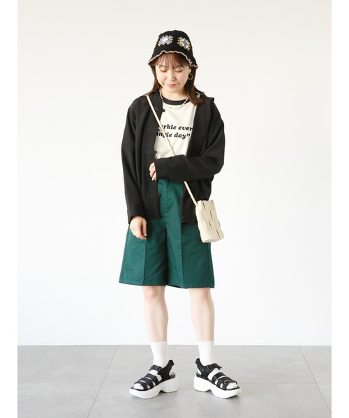 ehka sopo(エヘカソポ)の「リンガーロゴプリントTシャツ(Tシャツ/カットソー・レディース・オフホワイト/ネイビー/キナリ/グリーン・フリ-)」の19枚目の写真