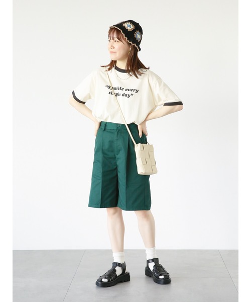 ehka sopo(エヘカソポ)の「リンガーロゴプリントTシャツ(Tシャツ/カットソー・レディース・オフホワイト/ネイビー/キナリ/グリーン・フリ-)」の21枚目の写真