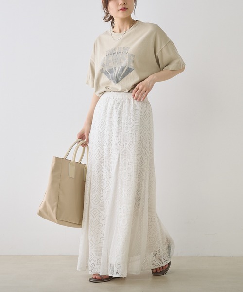 PUAL CE CIN(ピュアルセシン)の「インドレーススカート(スカート・レディース・アイボリー/ブラック・FREE)」の7枚目の写真