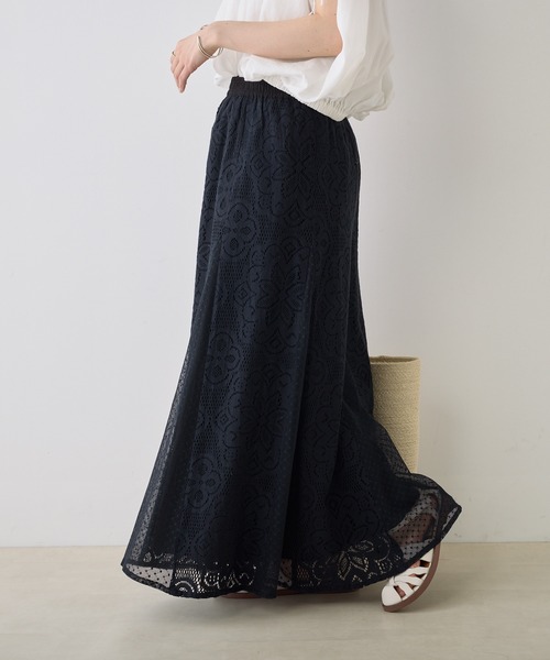 PUAL CE CIN(ピュアルセシン)の「インドレーススカート(スカート・レディース・アイボリー/ブラック・FREE)」の5枚目の写真