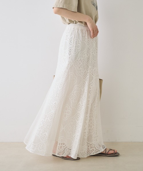 PUAL CE CIN(ピュアルセシン)の「インドレーススカート(スカート・レディース・アイボリー/ブラック・FREE)」の10枚目の写真