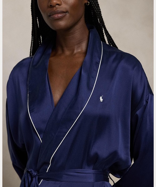 POLO RALPH LAUREN(ポロ ラルフ ローレン)の「ストレッチ シルク バス ローブ(ガウン/バスローブ・レディース・ネイビー系1・L/M/S/XL/XS)」の4枚目の写真