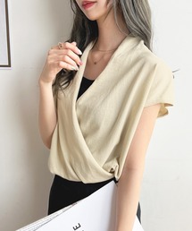 カシュクールフレンチスリーブトップス