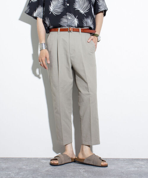 GLOSTER（グロスター）の「【GLOSTER/グロスター】コットンリネン ワンタックテーパード アンクルパンツ 綿麻（その他パンツ・メンズ・ベージュ/ネイビー/ブルー/キナリ・S/M/L）」の3枚目の写真