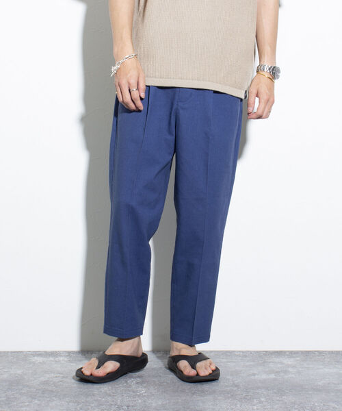 GLOSTER（グロスター）の「【GLOSTER/グロスター】コットンリネン ワンタックテーパード アンクルパンツ 綿麻（その他パンツ・メンズ・ベージュ/ネイビー/ブルー/キナリ・S/M/L）」の7枚目の写真