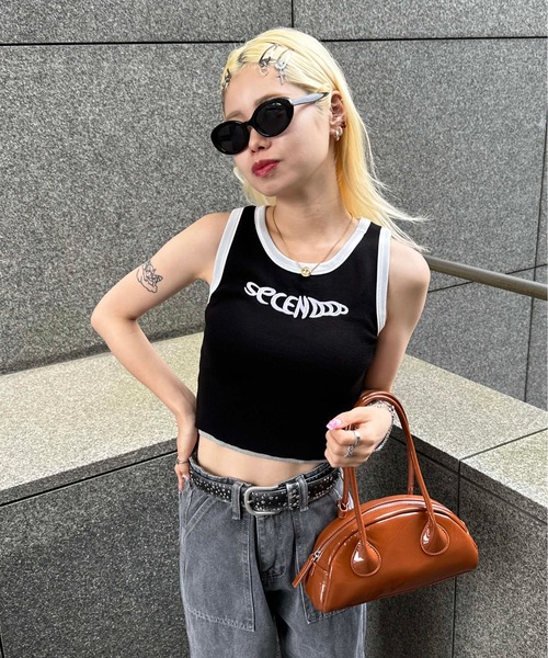 sedacle(セダクル)の「ringer tanktop(タンクトップ・レディース・ピンク/グリーン/ブラック/グレー・FREE)」の17枚目の写真