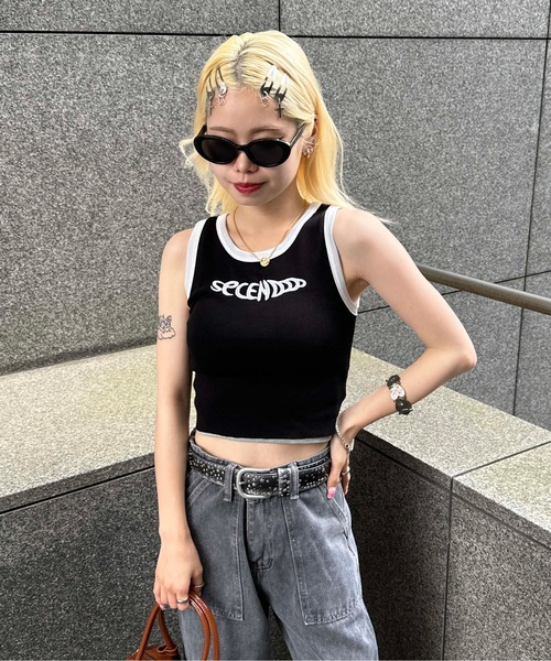 sedacle(セダクル)の「ringer tanktop(タンクトップ・レディース・ピンク/グリーン/ブラック/グレー・FREE)」の22枚目の写真