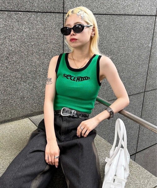 sedacle(セダクル)の「ringer tanktop(タンクトップ・レディース・ピンク/グリーン/ブラック/グレー・FREE)」の19枚目の写真