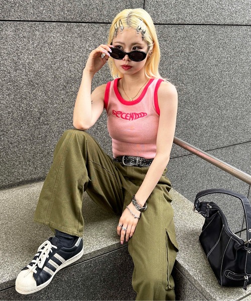 sedacle(セダクル)の「ringer tanktop(タンクトップ・レディース・ピンク/グリーン/ブラック/グレー・FREE)」の7枚目の写真