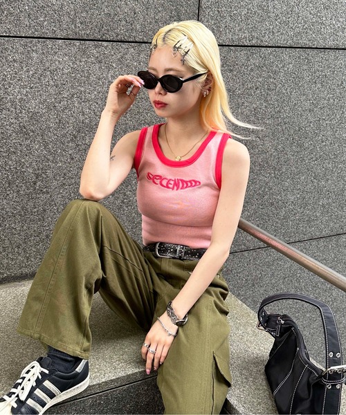 sedacle(セダクル)の「ringer tanktop(タンクトップ・レディース・ピンク/グリーン/ブラック/グレー・FREE)」の20枚目の写真