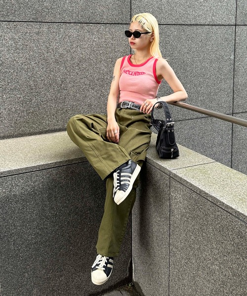 sedacle(セダクル)の「ringer tanktop(タンクトップ・レディース・ピンク/グリーン/ブラック/グレー・FREE)」の12枚目の写真